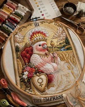 Embroidery Queen Tarot Card Cockatoo Preview Image