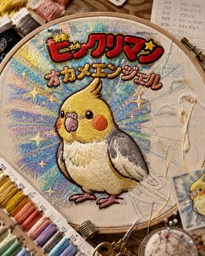 Holographic cockatiel embroidery frame preview image