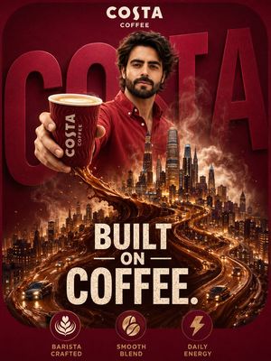 Surreal coffee advertisement poster preview image