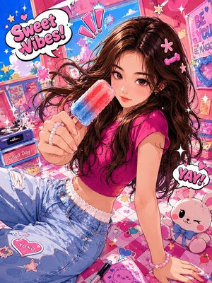 A vibrant and trendy anime illustration conversion preview image