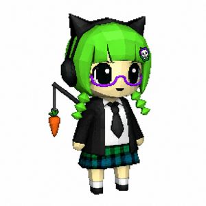 Voxel-style chibi cat-eared girl preview image