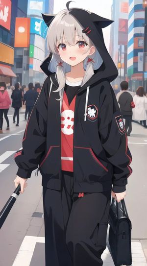 猫耳连帽衫动漫城市肖像 preview image