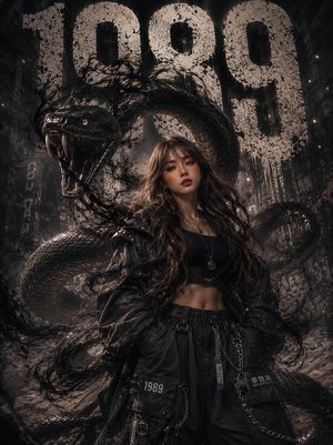 Black and white fashion python portrait preview image