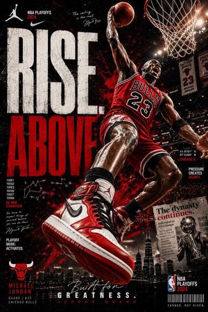 "Rise Above" Basketball Playoffs Poster Preview Image