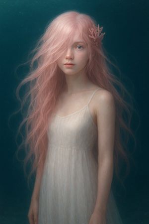 Dreamy underwater pink-haired portrait preview image