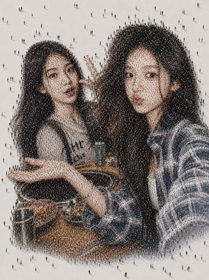 Crowd mosaic selfie portrait preview image
