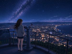 Anime-style night view preview image of the summit of Mount Hakodate