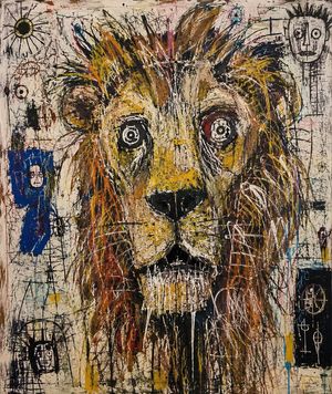 A gaunt neo-expressionist lion preview image