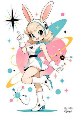Retro Space Rabbit Anime Mascot Preview Image