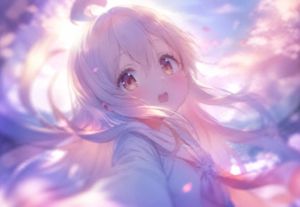 Dreamy anime selfie with face mask preview image
