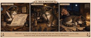 Retro Royal Navy ship cat triptych preview image