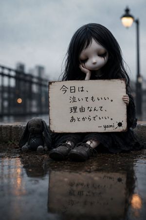 Gothic style Yami sign portrait preview image in the rain