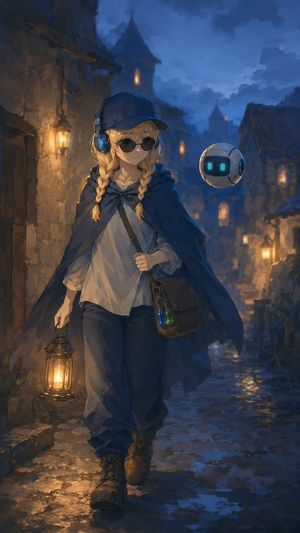 A traveling alchemist in a magical alley in the rain (preview image)