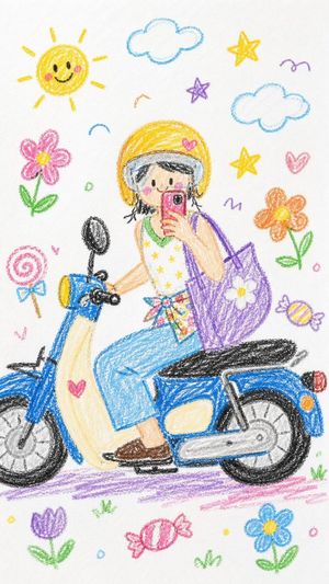 Crayon drawing style image conversion preview image