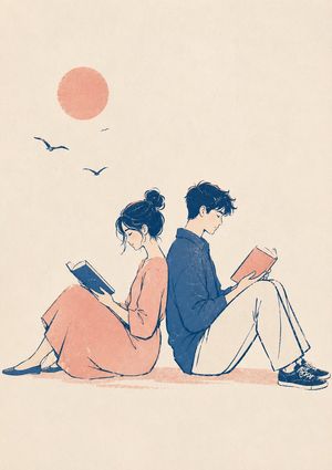 Printmaking style couple illustration preview image