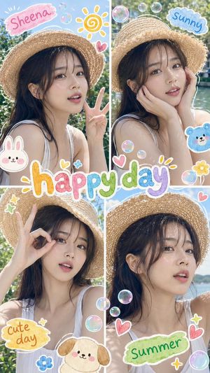 Summer selfie sticker collage preview image