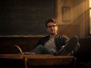 Retro classroom cinematic portrait preview image