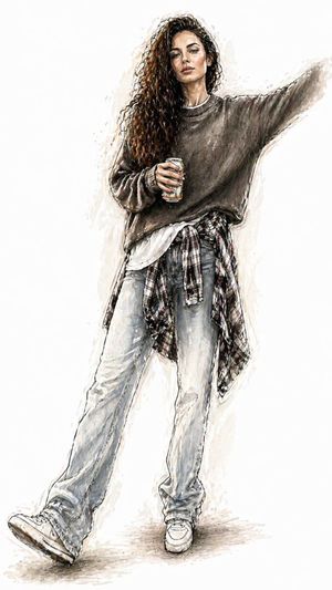 Watercolor fashion illustration sketch preview image