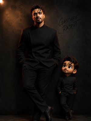 Luxury studio portraits alongside 3D animated characters - preview image