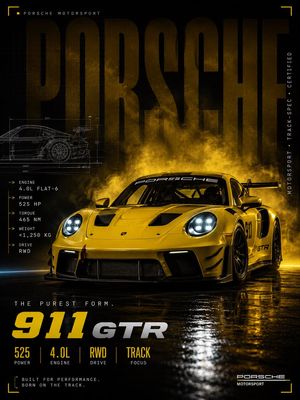 Cinematic Porsche Motorsport poster preview image