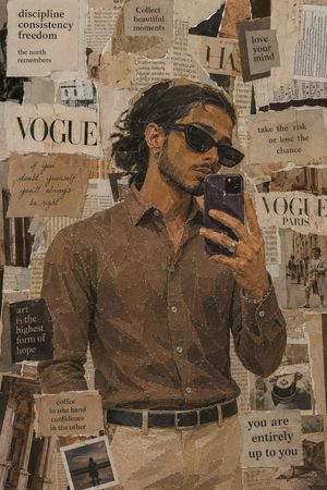 Retro magazine paper collage portrait preview image