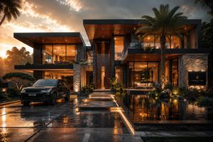 Movie-quality architectural residential exterior preview image