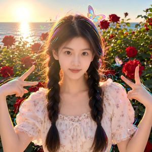 日落海滨玫瑰肖像 preview image