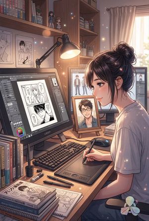 Warm and Cozy Anime &amp; Comic Artist Studio Preview Image