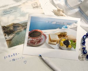 Santorini Breakfast Trip Flat Lay Photography Preview Image