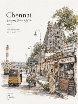 Chennai Watercolor Travel Poster Preview Image