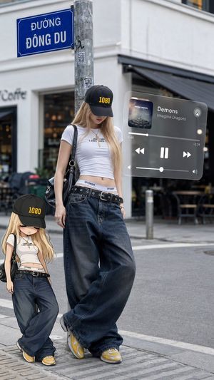 Urban street style portrait preview image with AR overlay effect