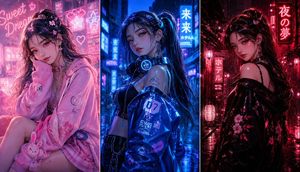 Triptych style anime fashion collage preview image