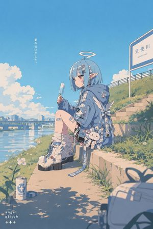 Retro pop art style riverside main visual preview image