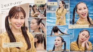 Japanese-style mermaid swimming collage preview image