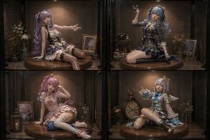 Preview image of four anime figures in a glass display case