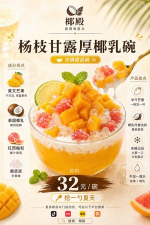 Mango and coconut dessert poster preview image