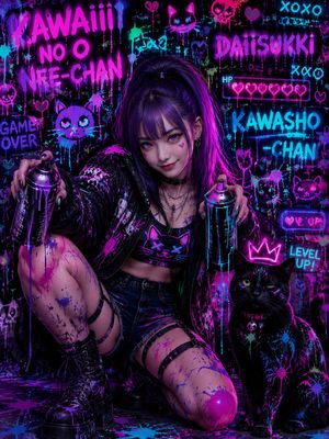 Neon Kawaii Punk Graffiti Portrait Preview Image