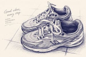 Ballpoint pen style sneaker sketch preview image