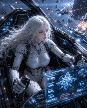 Preview image of a female android on a spaceship