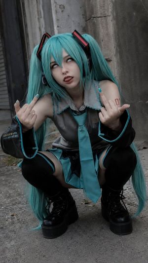 Realistic style Hatsune Miku selfie preview image