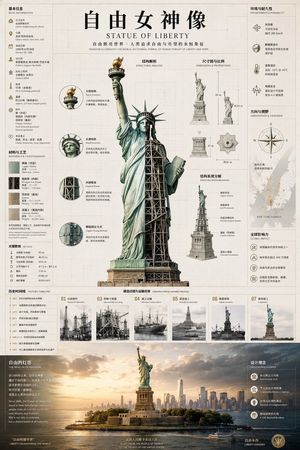 Statue of Liberty technical infographic preview image