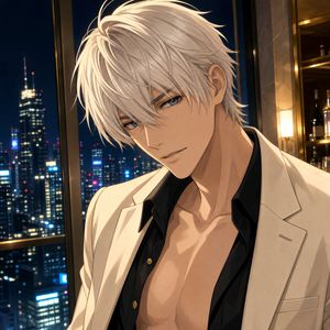 Anime-style male escort portrait (face obscured) preview image
