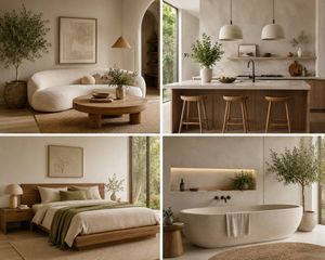 Organic modern interior design collage preview image