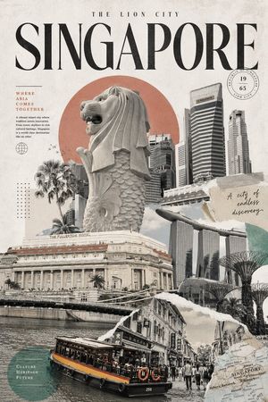 Retro-style travel collage poster preview image