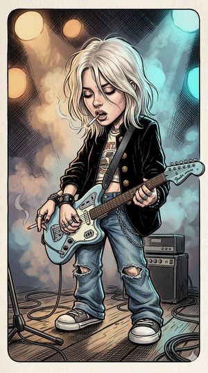 Cartoon-style rock star portrait preview image