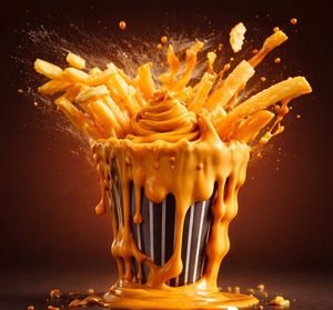 Realistic juicy cheeseburger splatter effect preview image