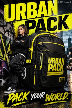 Urban backpacking lifestyle advertising poster preview image