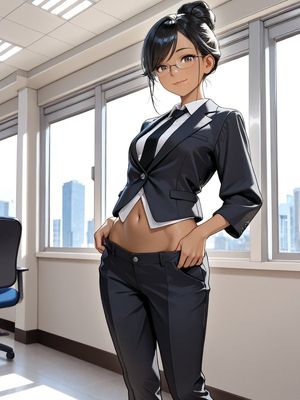 Anime-style working woman preview image in a bright office