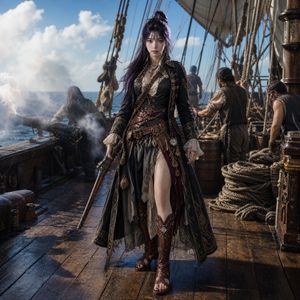 Cinematic female pirate captain preview image