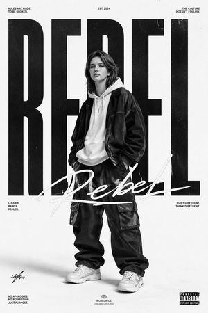 Black and white street style fashion poster preview image
